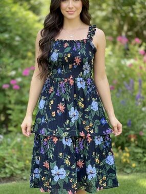 100% Silk Floral Tiered Sundress - it’s a Roomy larger fit M/L